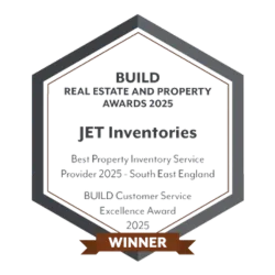 Real Estate & Property Awards 2025 Winner Best Property Inventory Service Provider 2025 - South East England BUILD Customer Service Excellence Award 2025